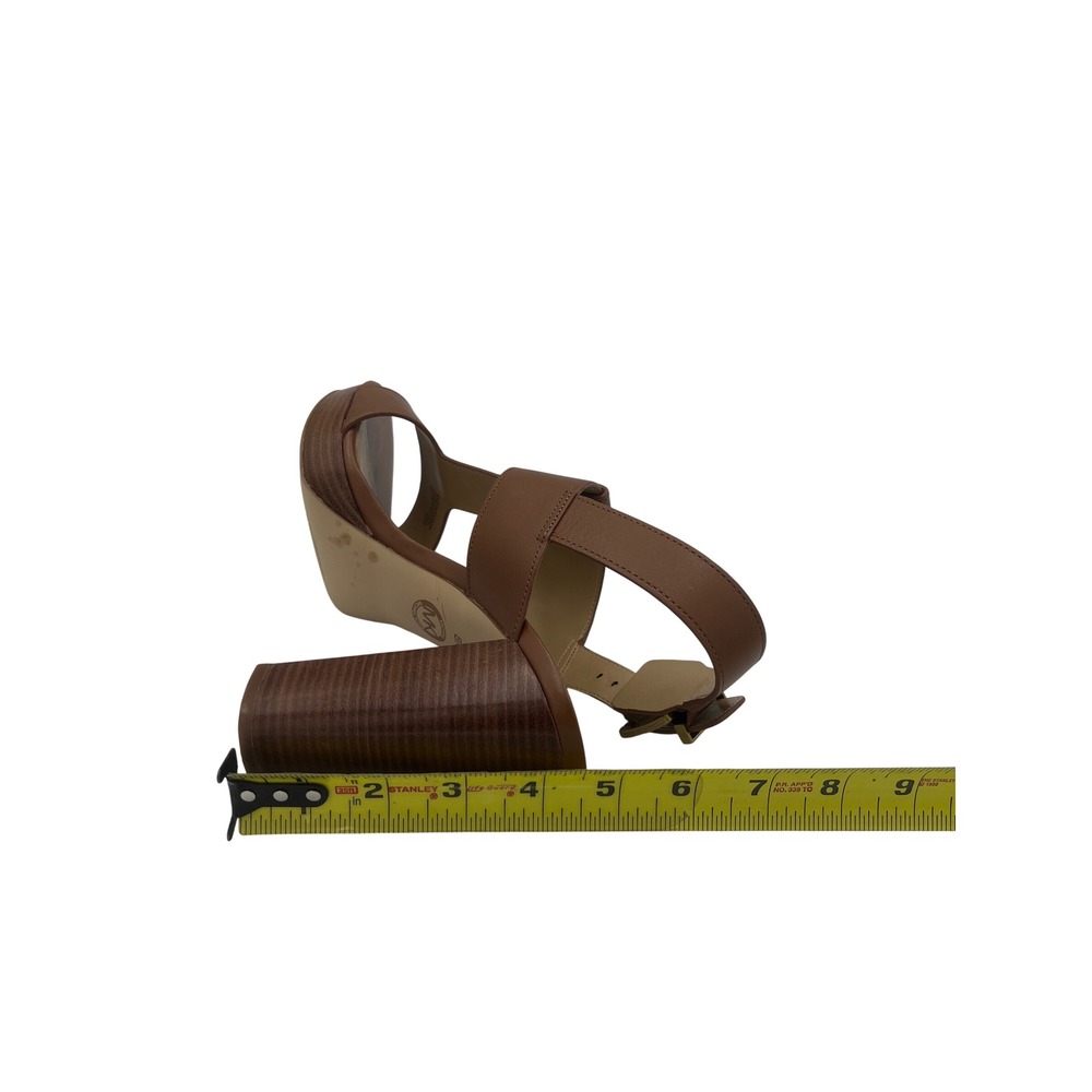 Michael Michael Kors Becker T-Strap Leather Sandals Luggage Brown 8M  JLA6UP - Picture 6 of 6
